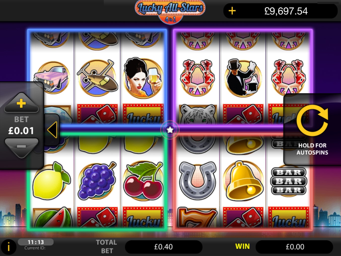 Lucky All-Stars 4 in 1, 4 in 1 casino game.