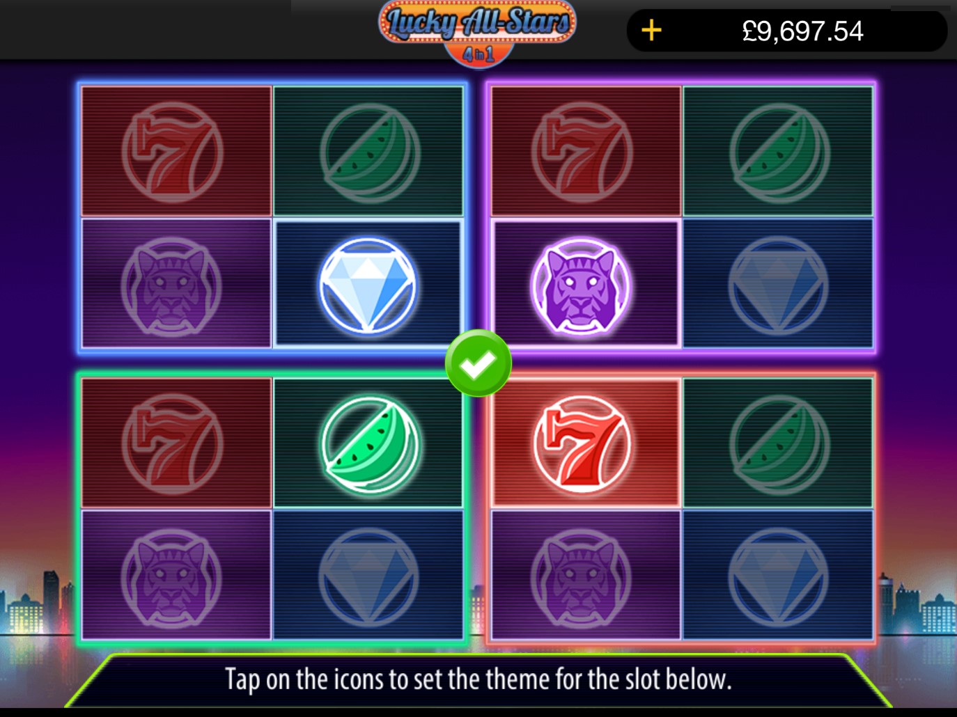 Lucky All-Stars 4 in 1, 4 in 1 casino game.