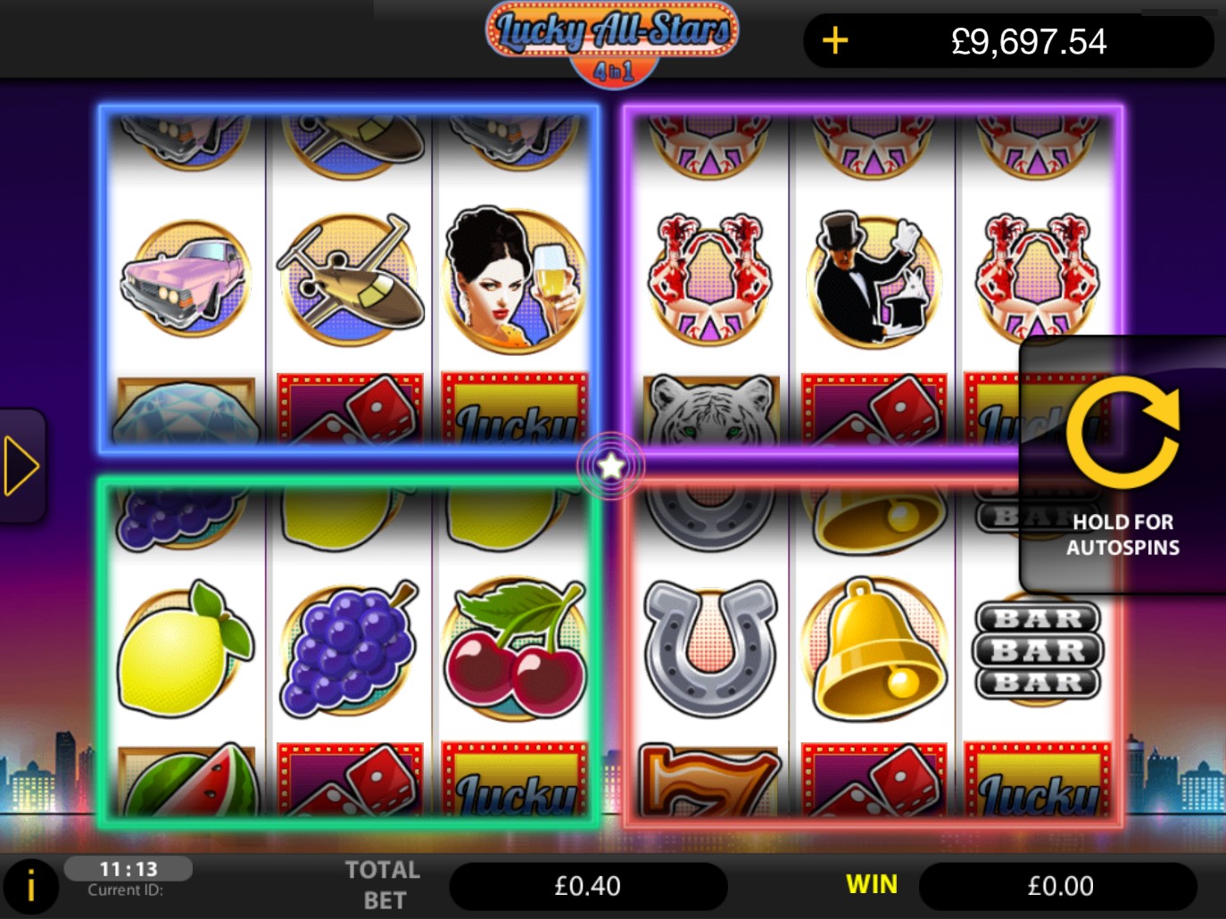 Lucky All-Stars 4 in 1, 4 in 1 casino game.